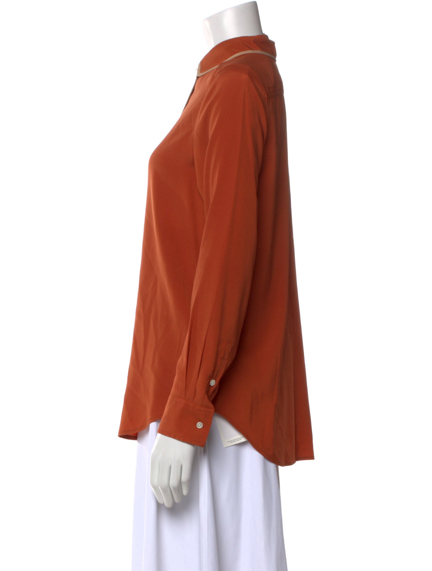 Barney's New York Silk Long Sleeve Button-Up Top