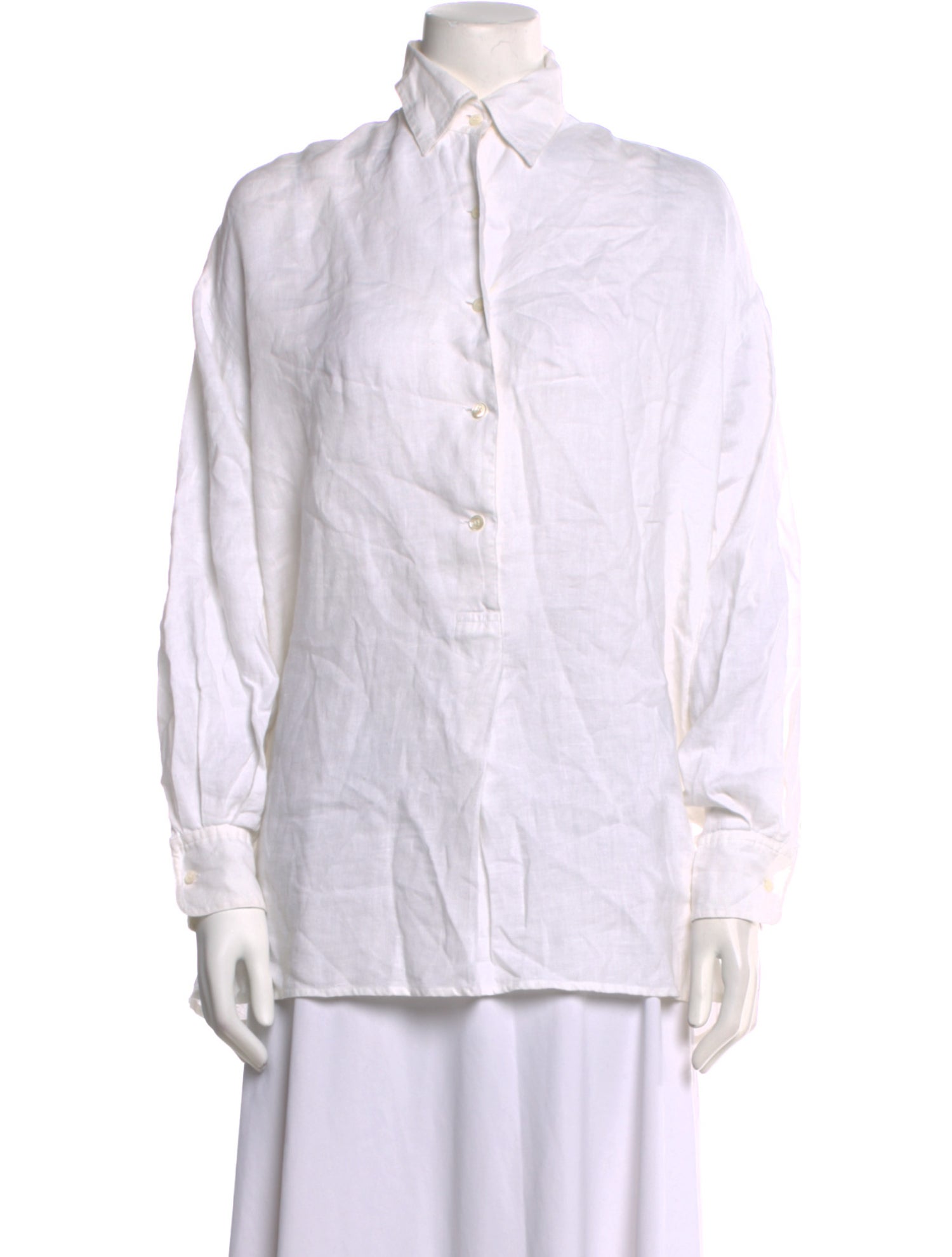 Barney's New York Linen Long Sleeve Button-Up Top
