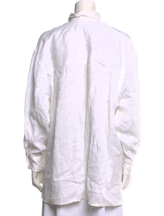 Barney's New York Linen Long Sleeve Button-Up Top