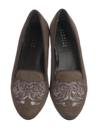 Barney's New York Suede Floral Print Loafers