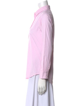 Barney's New York Striped Three-Quarter Sleeve Button-Up Top