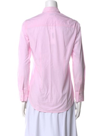 Barney's New York Striped Three-Quarter Sleeve Button-Up Top