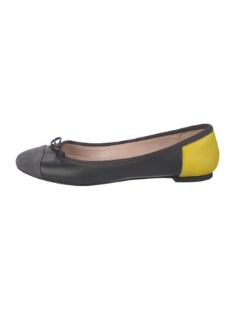 Barney's New York Leather Grosgrain Trim Ballet Flats