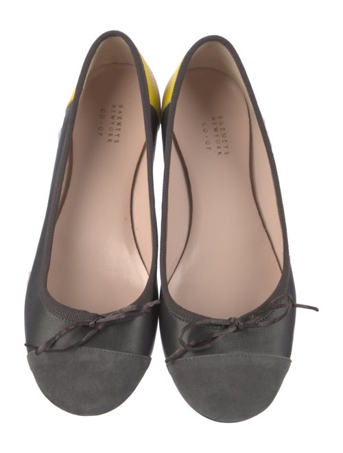 Barney's New York Leather Grosgrain Trim Ballet Flats