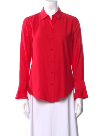 Barney's New York Silk Long Sleeve Button-Up Top