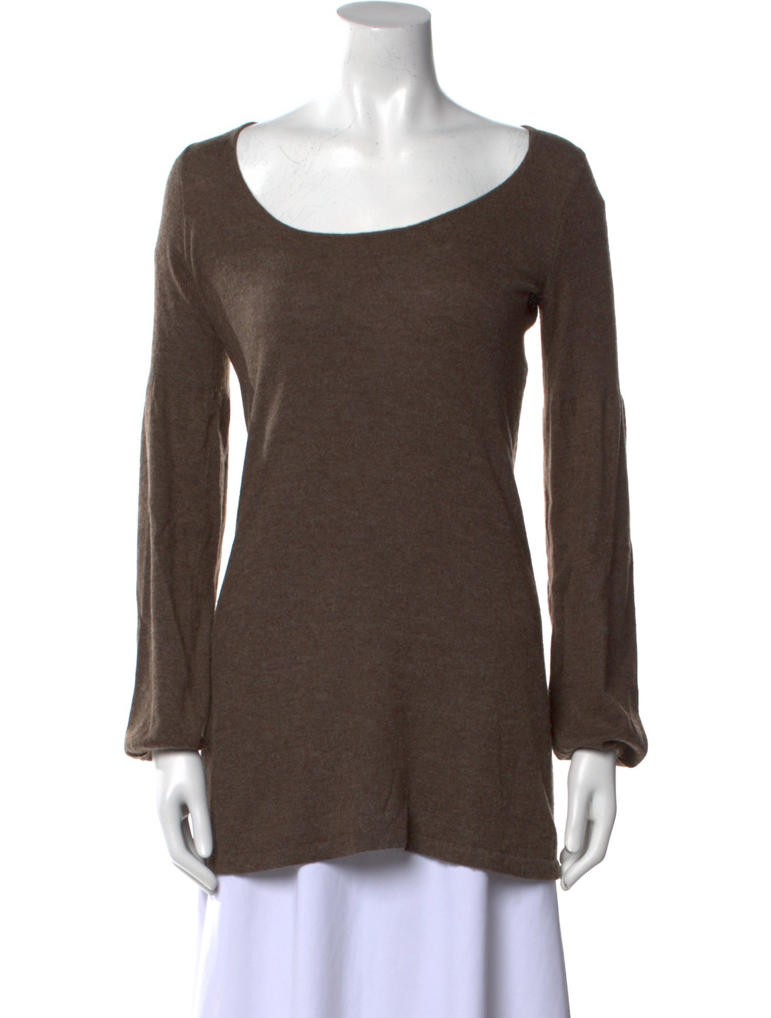 Barney's New York Scoop Neck Long Sleeve Top