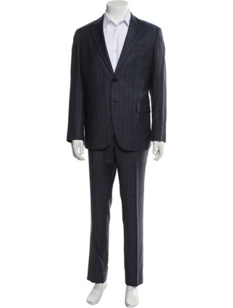 Barney's New York Wool Plaid Print Two-Piece Suit