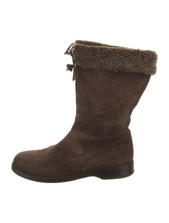 Barney's New York Suede Fur Trim Rain Boots