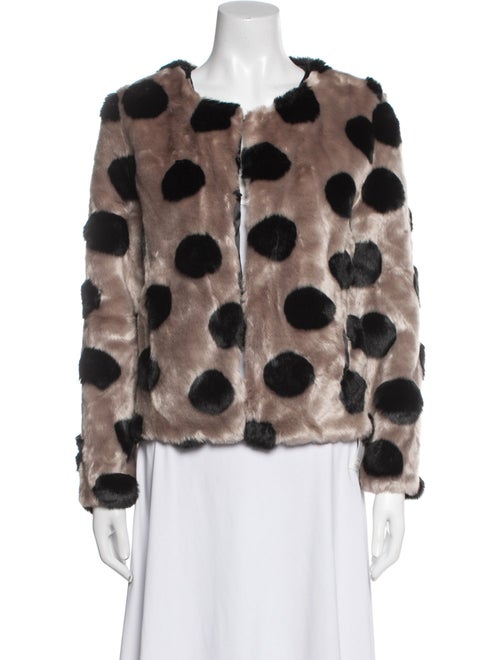 Barney's New York Faux Fur Polka Dot Print Faux Fur Jacket