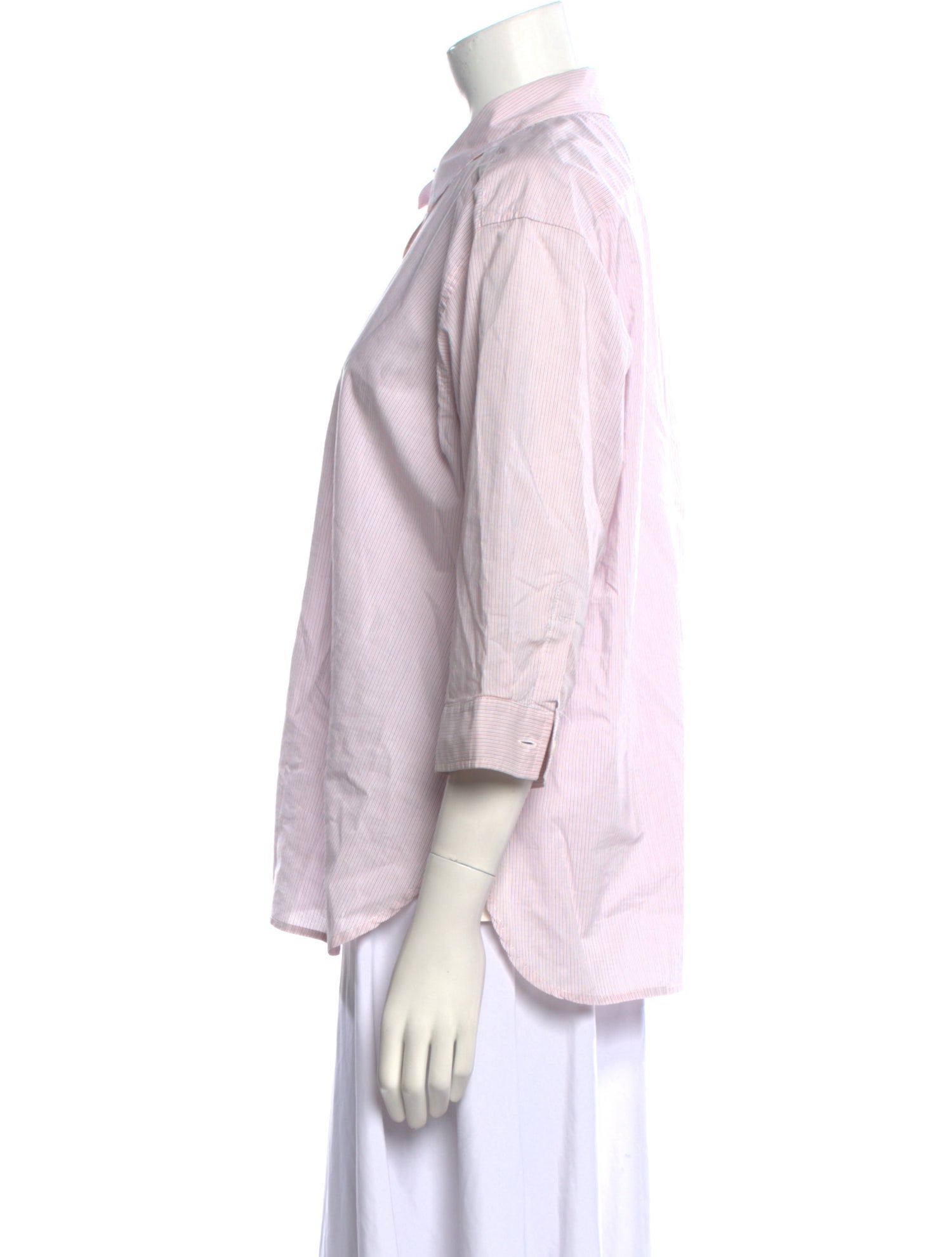 Barney's New York Striped Three-Quarter Sleeve Button-Up Top