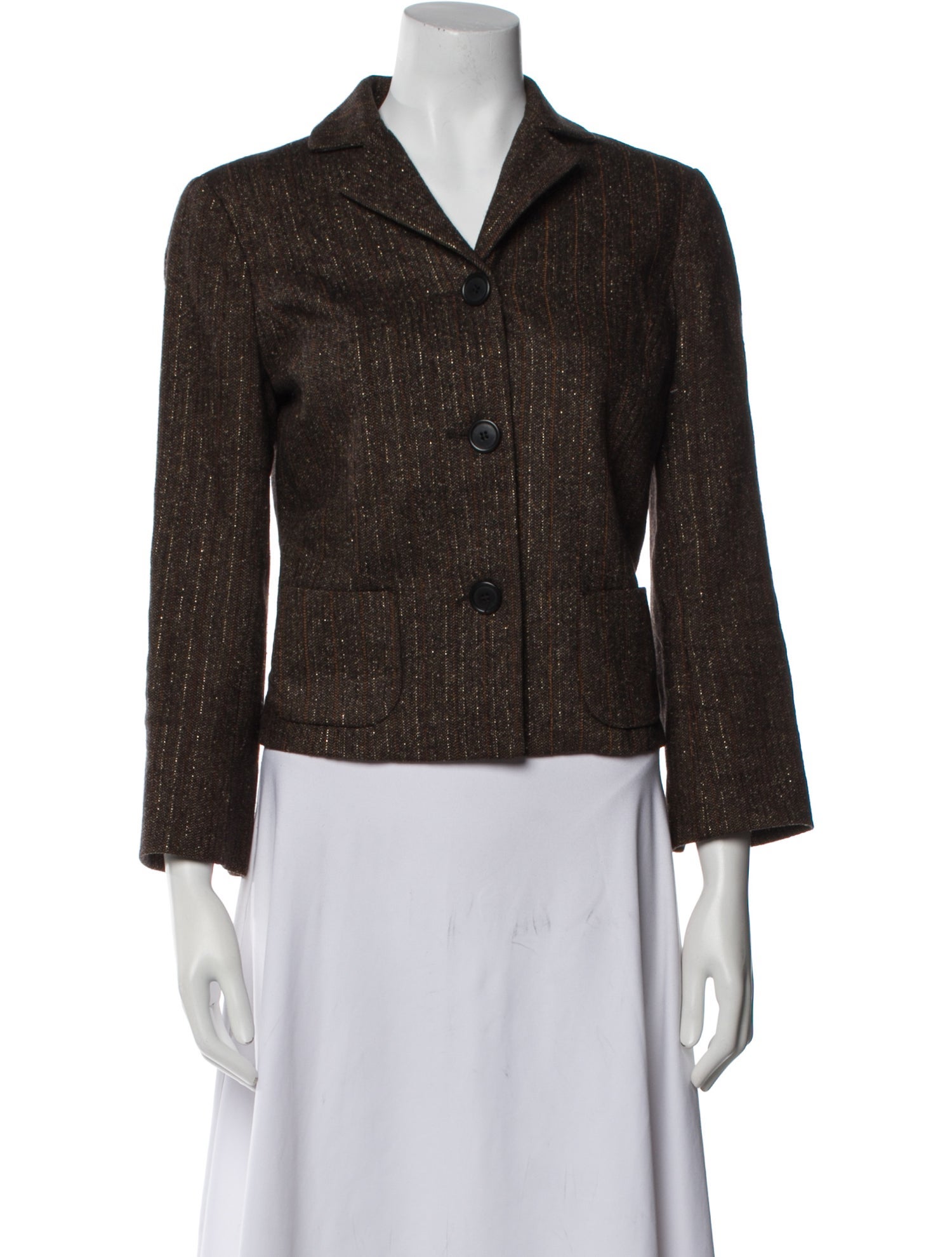 Barney's New York Virgin Wool Tweed Pattern Blazer