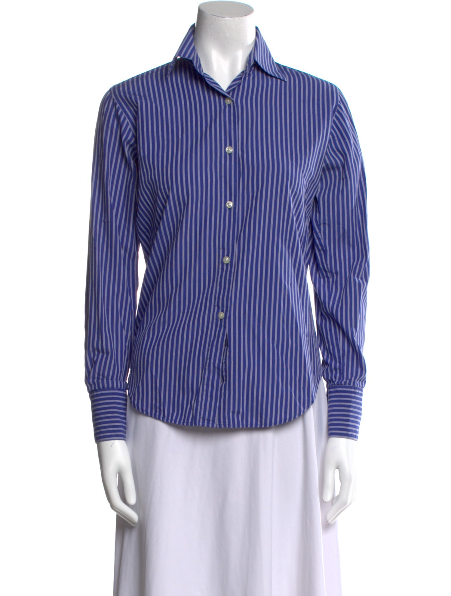 Barney's New York Striped Long Sleeve Button-Up Top