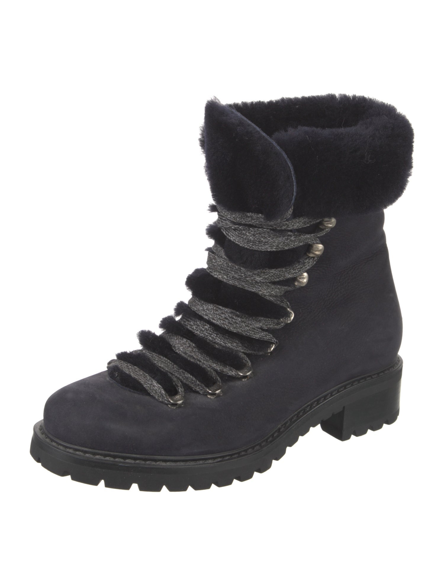 Barney's New York Leather Faux Fur Trim Combat Boots