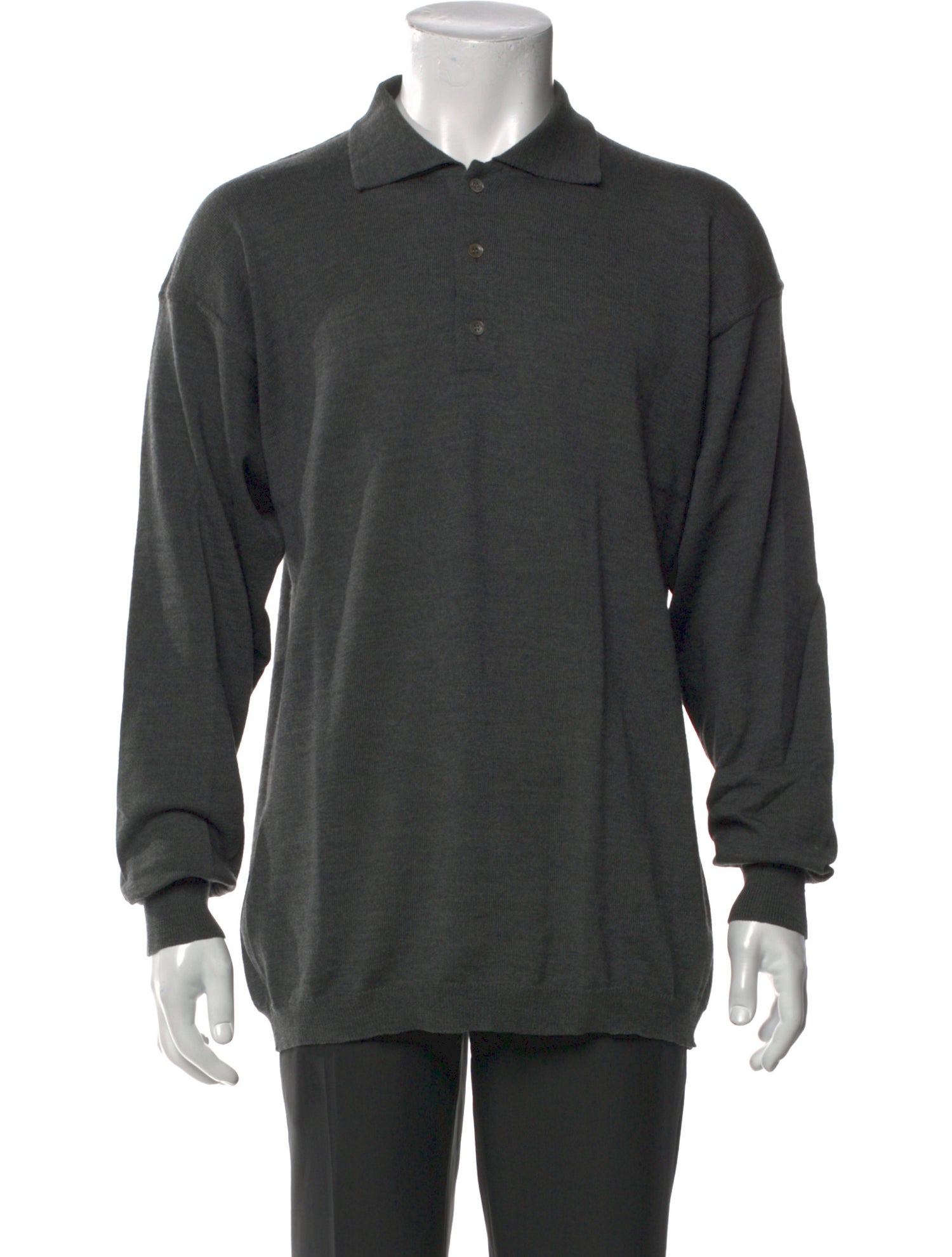 Barney's New York Virgin Wool Collar Polo Shirt