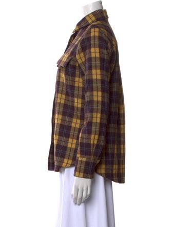 Barney's New York Wool Plaid Print Button-Up Top