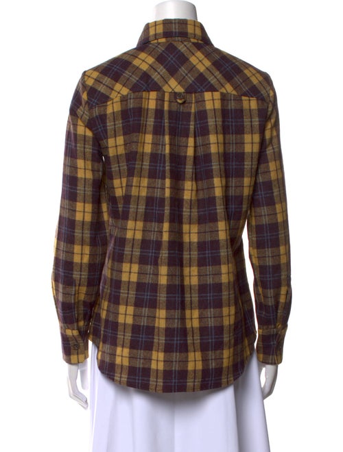 Barney's New York Wool Plaid Print Button-Up Top