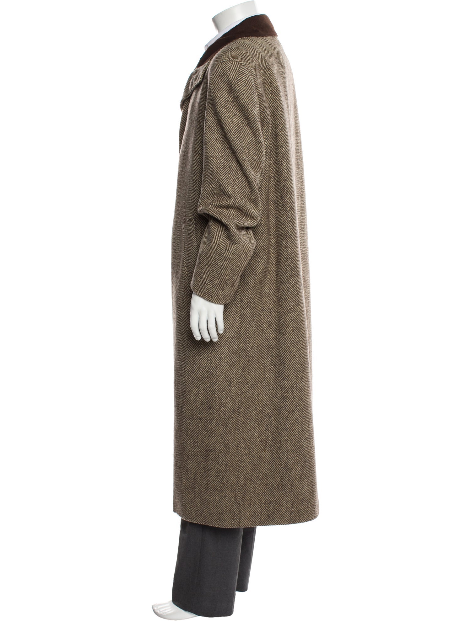 Barney's New York Lambswool Colorblock Pattern Overcoat