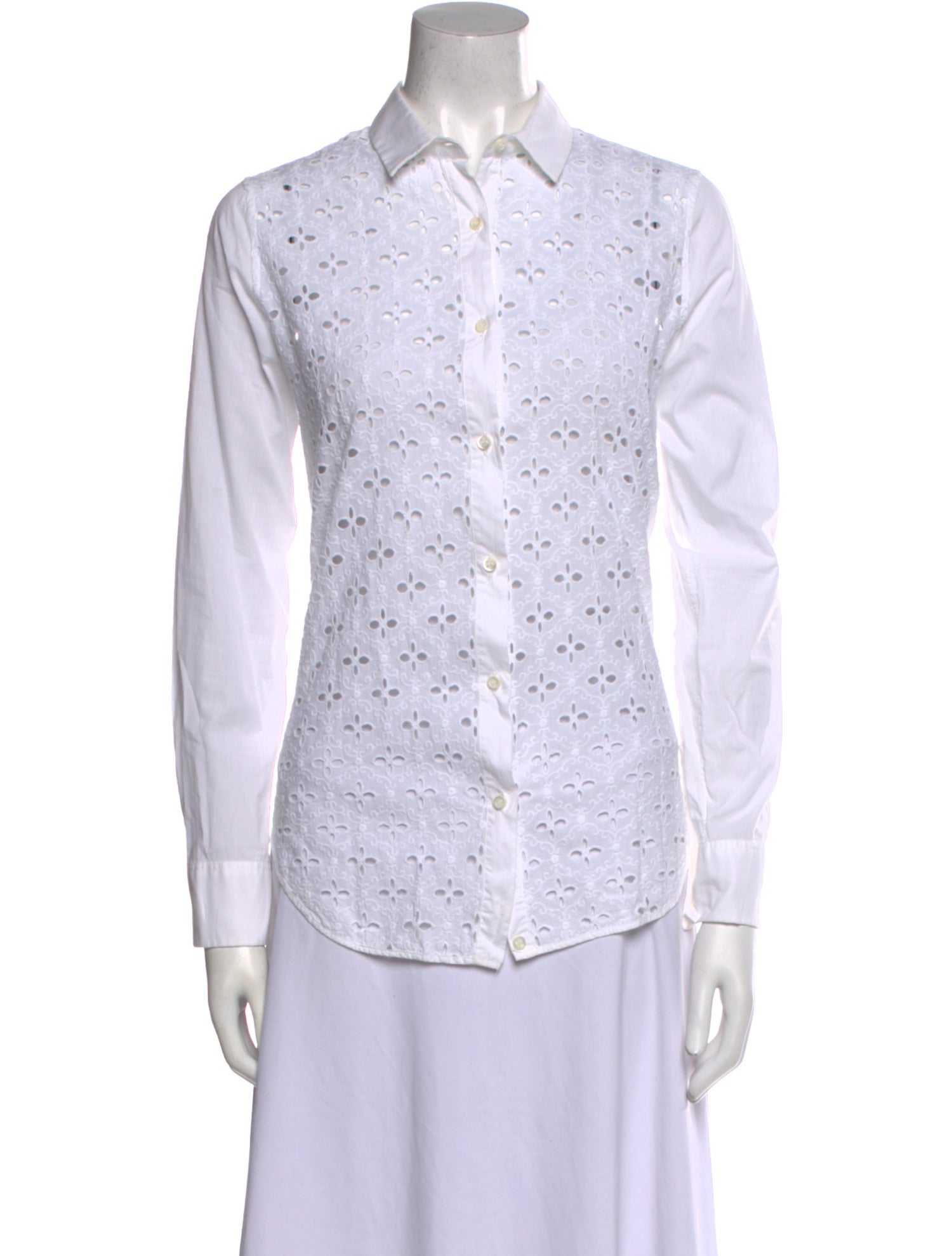 Barney's New York Printed Long Sleeve Button-Up Top