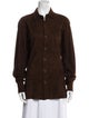Barney's New York Leather Long Sleeve Button-Up Top