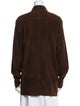 Barney's New York Leather Long Sleeve Button-Up Top