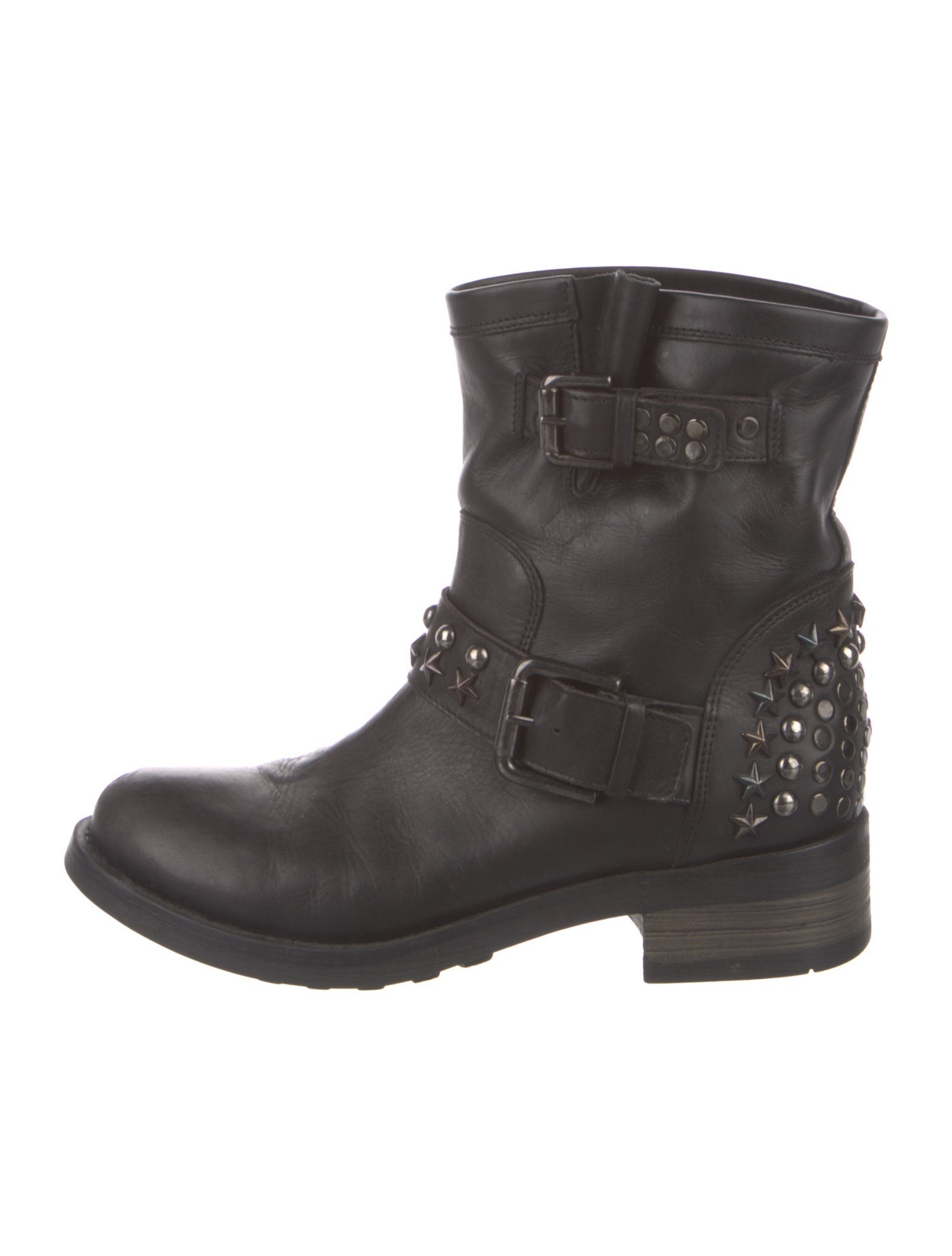 Barney's New York Leather Studded Accents Moto Boots