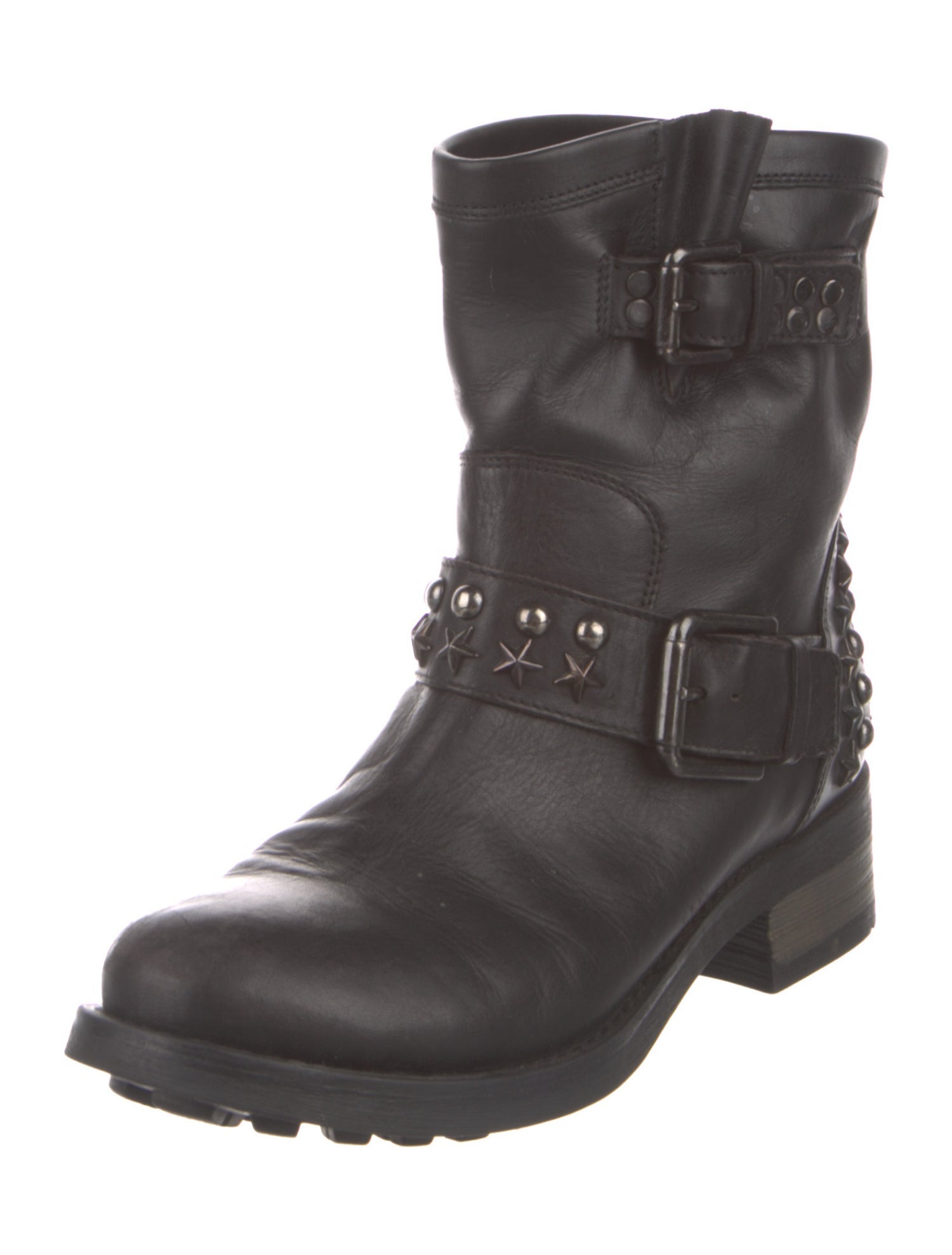Barney's New York Leather Studded Accents Moto Boots
