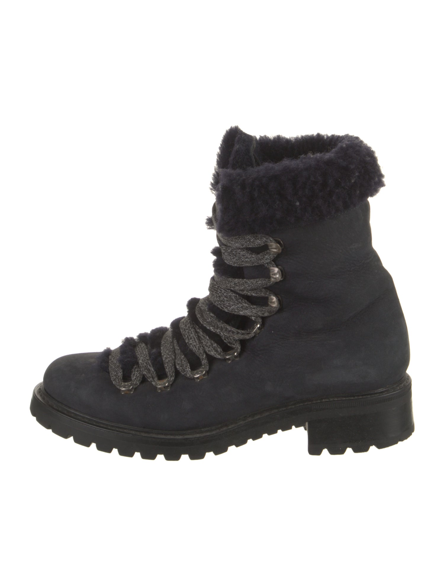 Barney's New York Leather Faux Fur Trim Combat Boots
