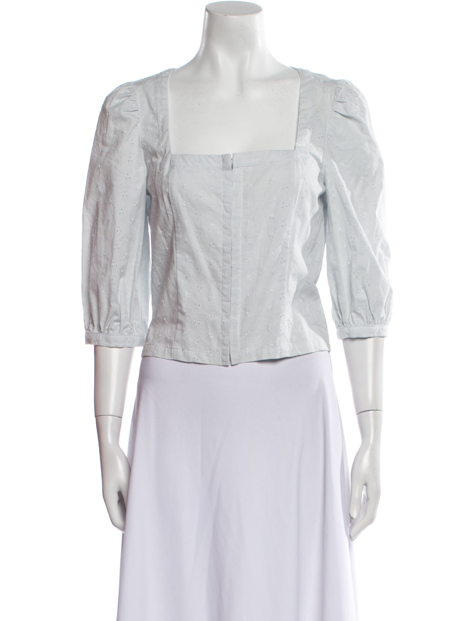 Barney's New York Square Neckline Three-Quarter Sleeve Crop Top