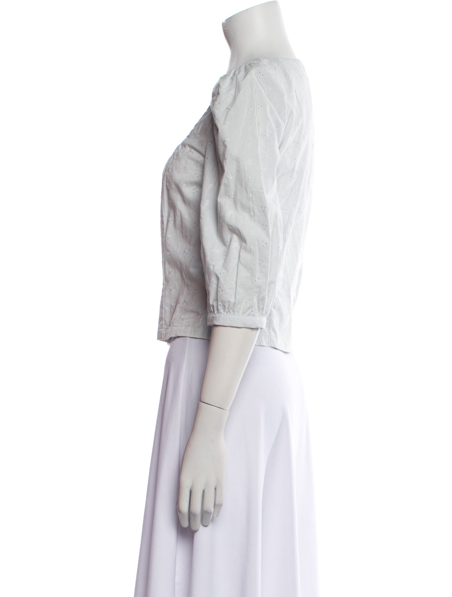 Barney's New York Square Neckline Three-Quarter Sleeve Crop Top