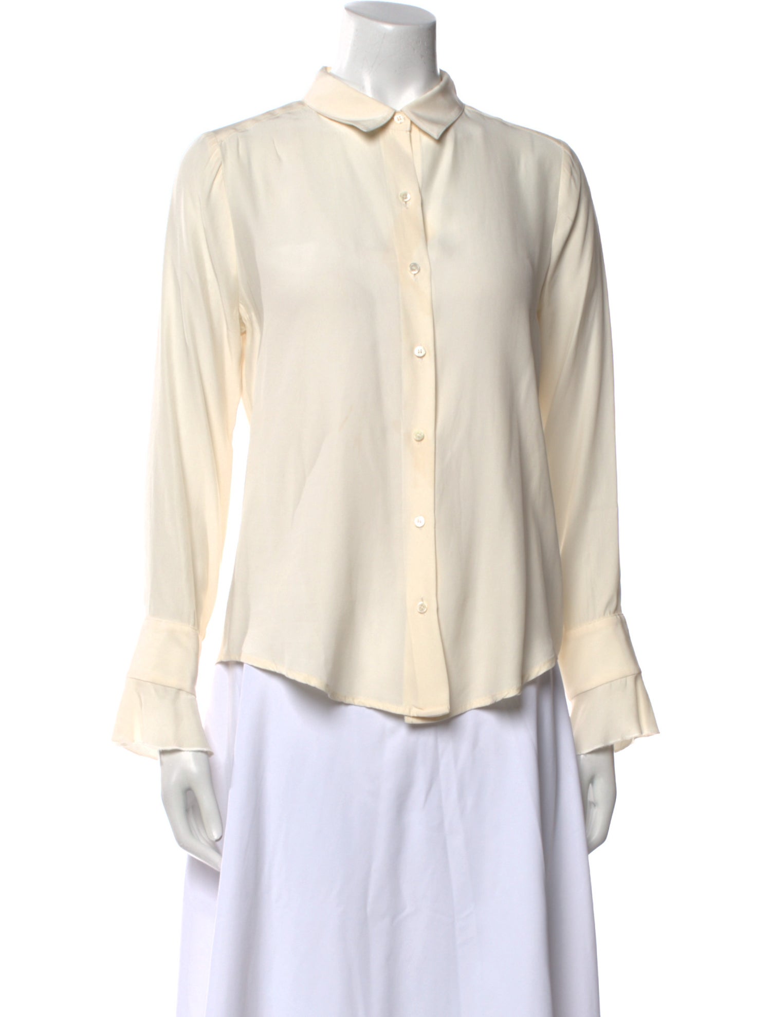 Barney's New York Silk Long Sleeve Button-Up Top