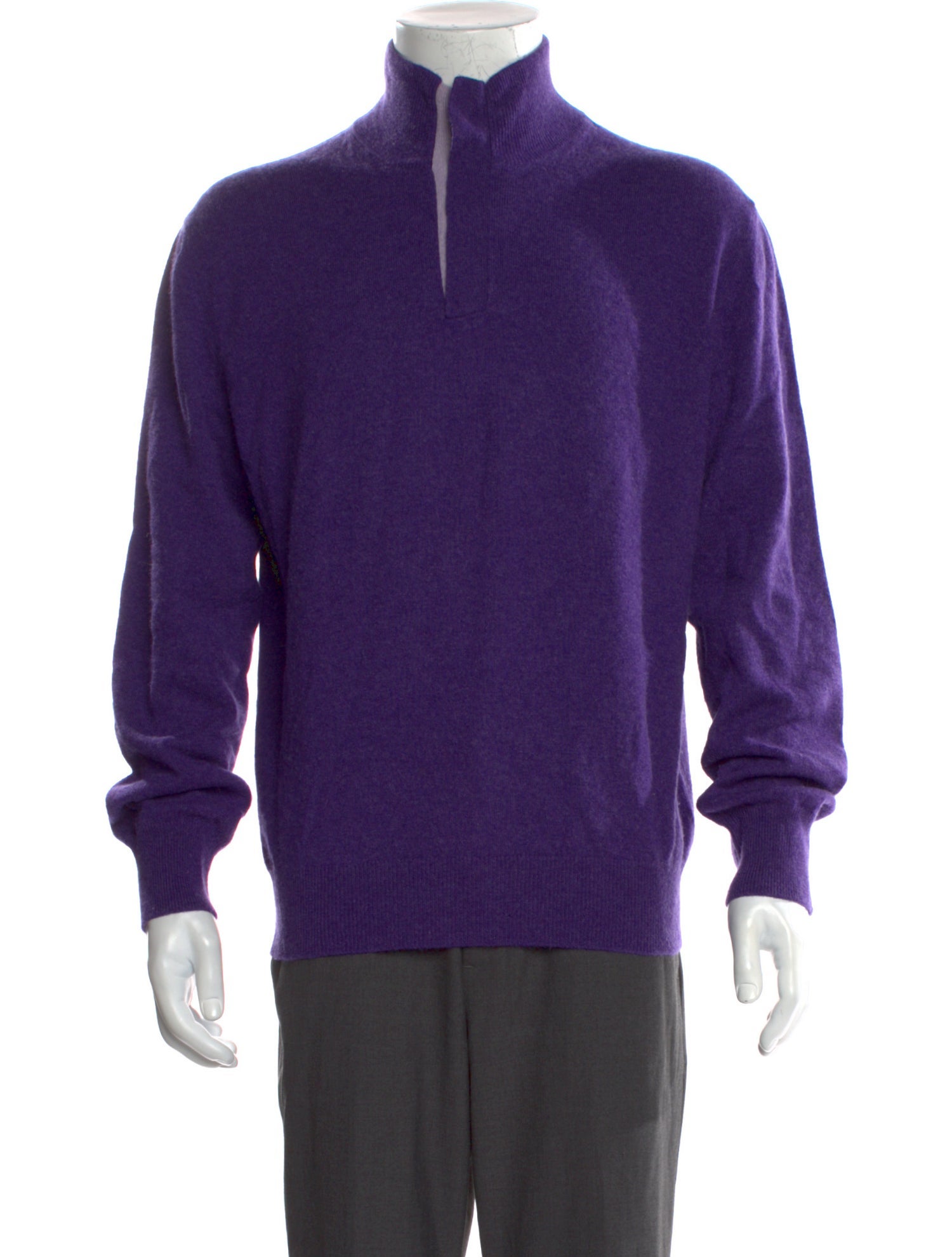 Barney's New York Cashmere Mock Neck Polo Sweater