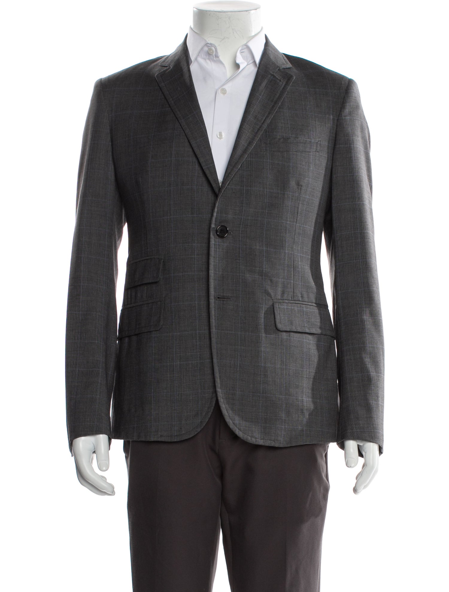 Barney's New York Wool Plaid Print Blazer
