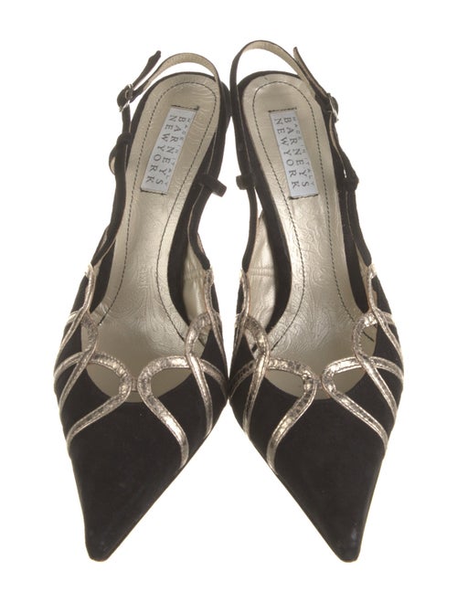 Barney's New York Suede Leather Trim Embellishment Slingback Pumps