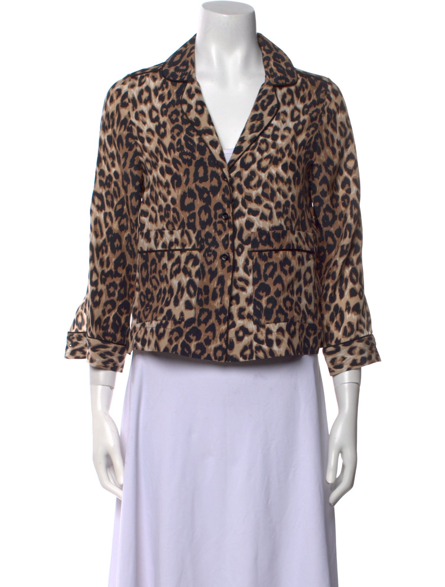 Barney's New York Animal Print V-Neck Crop Top