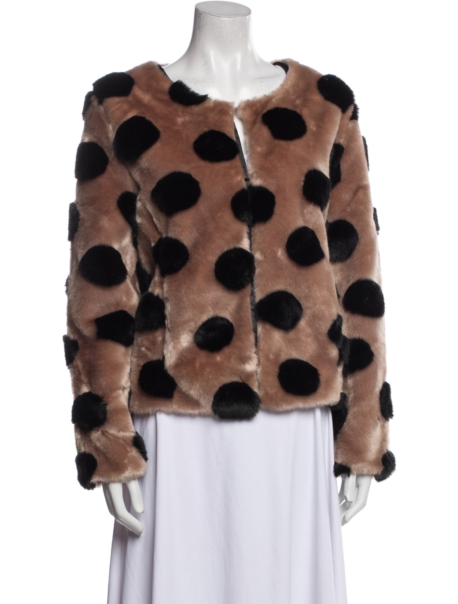 Barney's New York Polka Dot Print Faux Fur Jacket