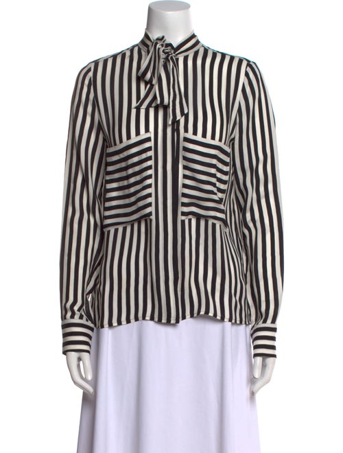 Barney's New York Silk Striped Button-Up Top