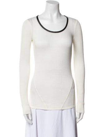 Barney's New York Scoop Neck Long Sleeve Top