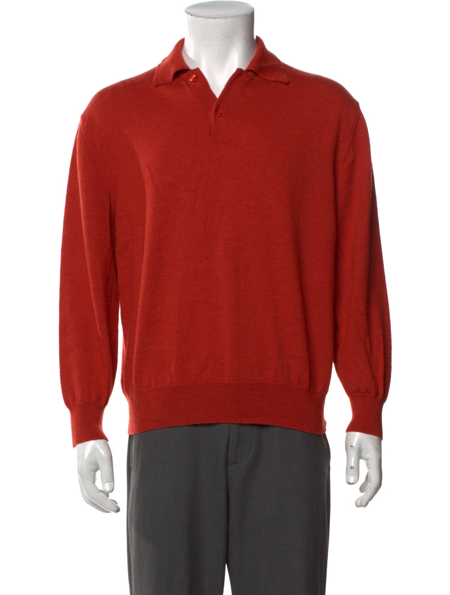 Barney's New York Merino Wool Collar Polo Sweater