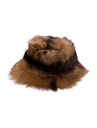 Barney's New York Goat Fur Bucket Hat