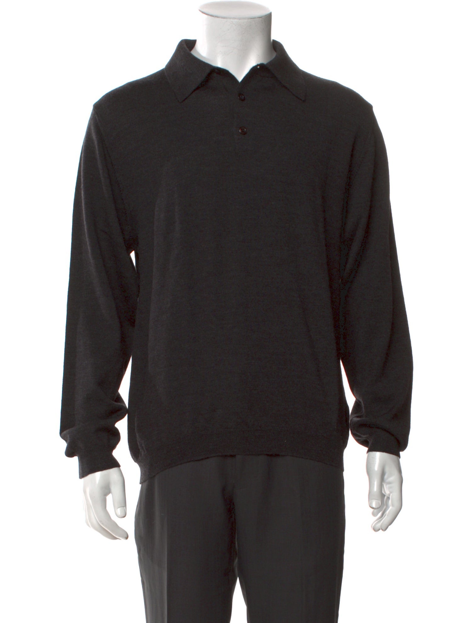 Barney's New York Merino Wool Collar Polo Sweater