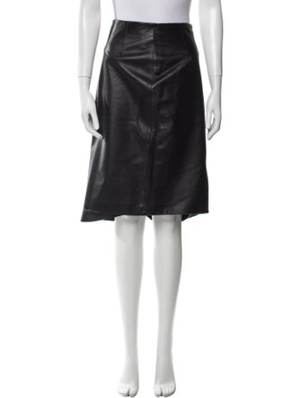 Barney's New York Leather Knee-Length Skirt