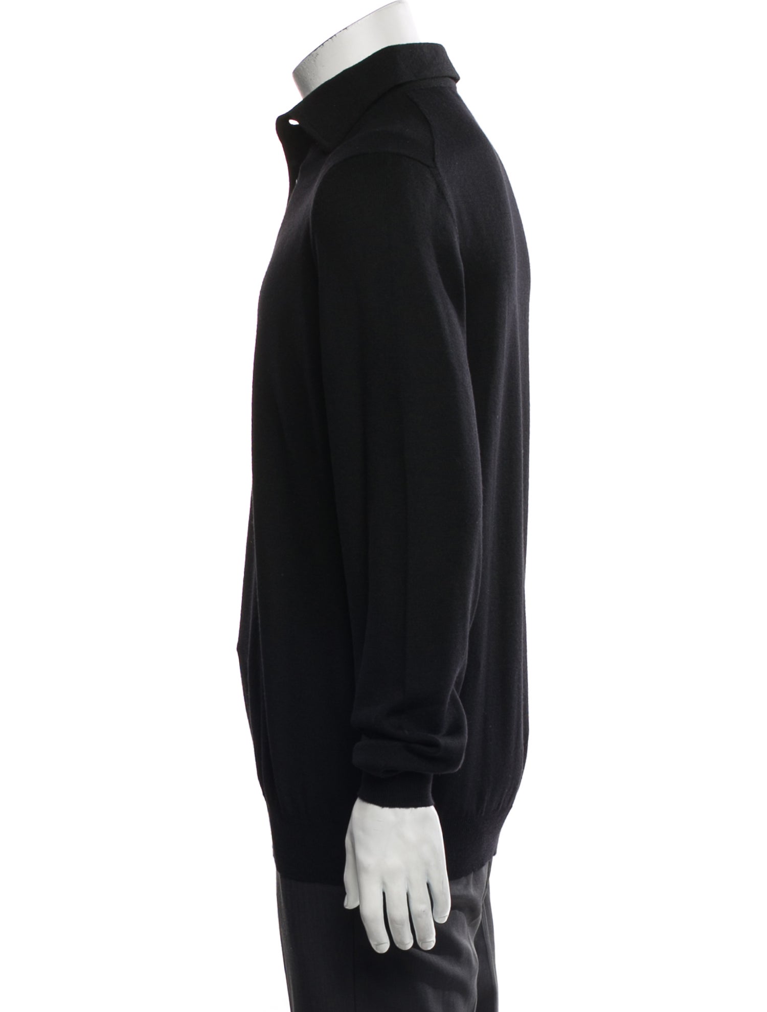 Barney's New York Virgin Wool Collar Polo Sweater