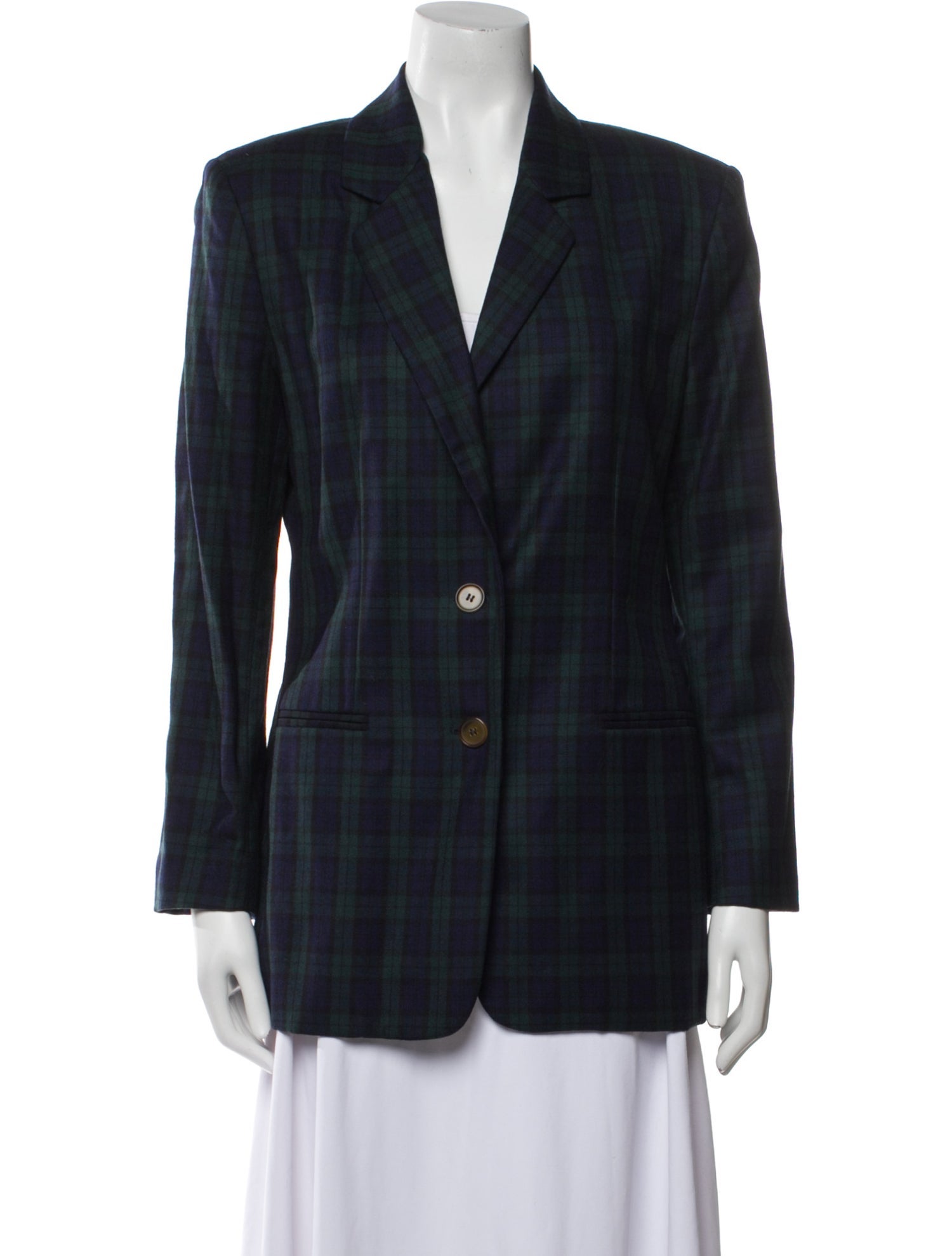 Barney's New York Plaid Print Blazer