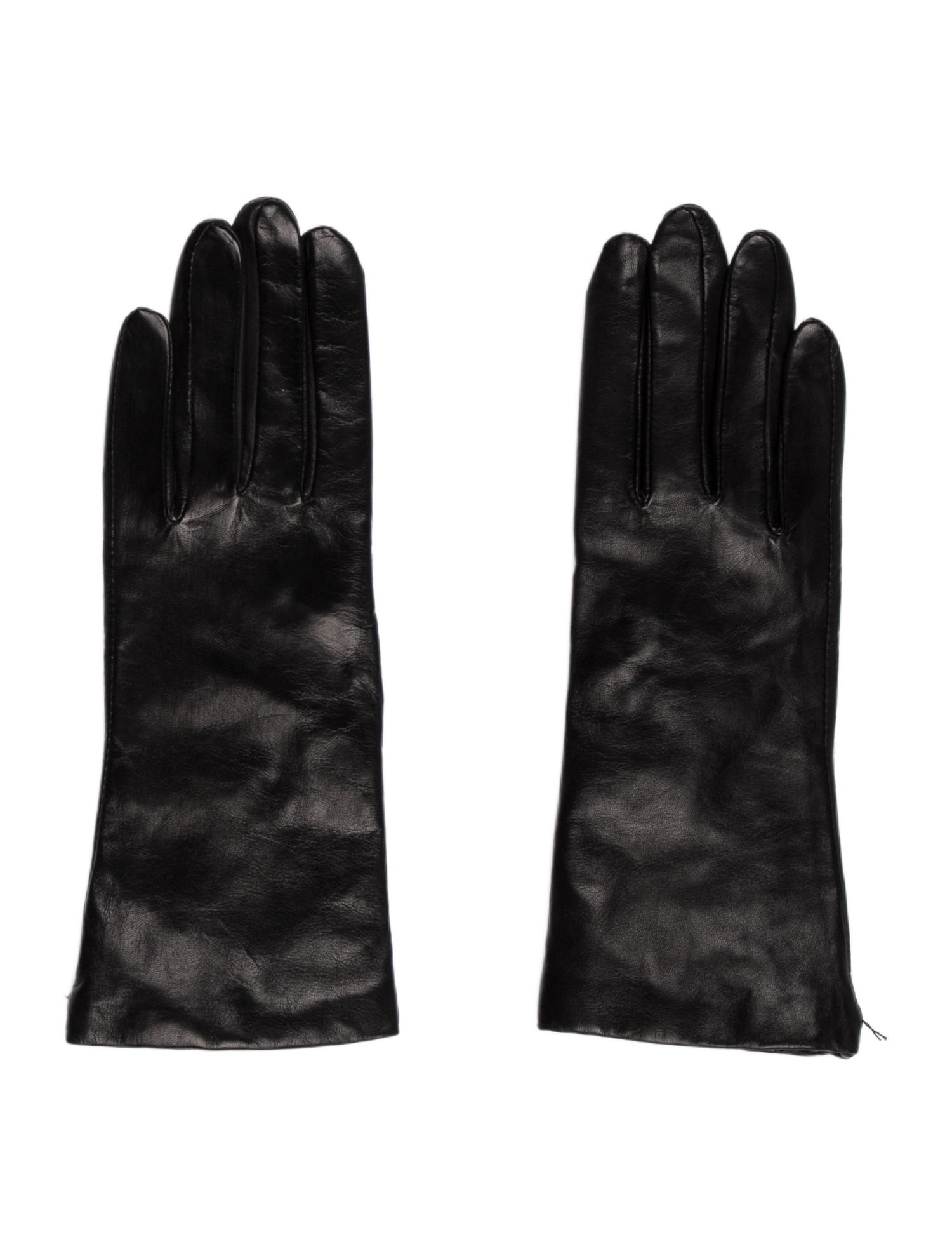 Barney's New York Black Leather Cashmere Winter Gloves w/Tags