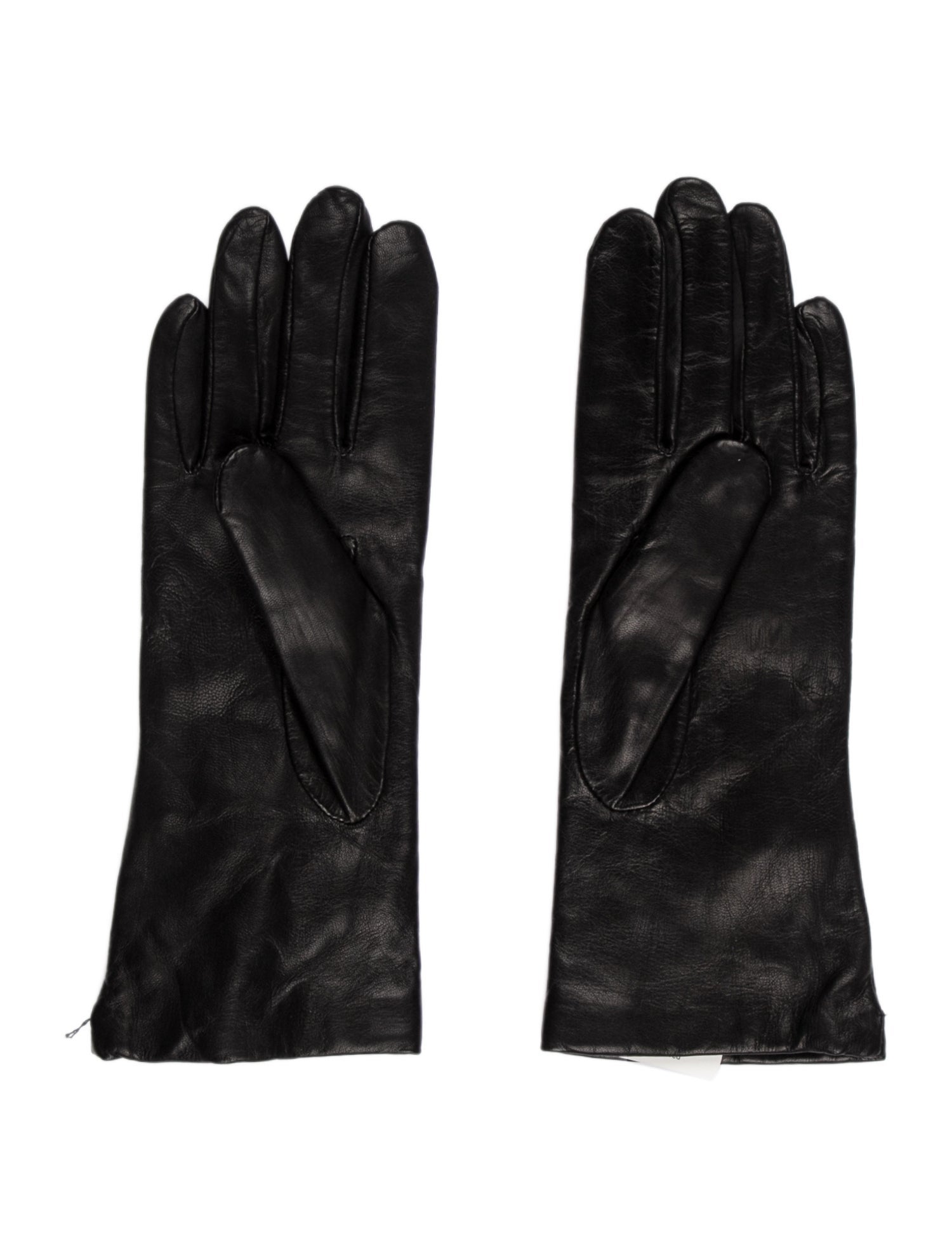 Barney's New York Black Leather Cashmere Winter Gloves w/Tags
