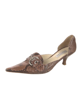 Barney's New York Snakeskin Animal Print D'Orsay Pumps