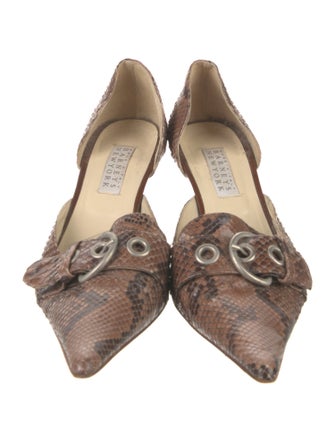 Barney's New York Snakeskin Animal Print D'Orsay Pumps
