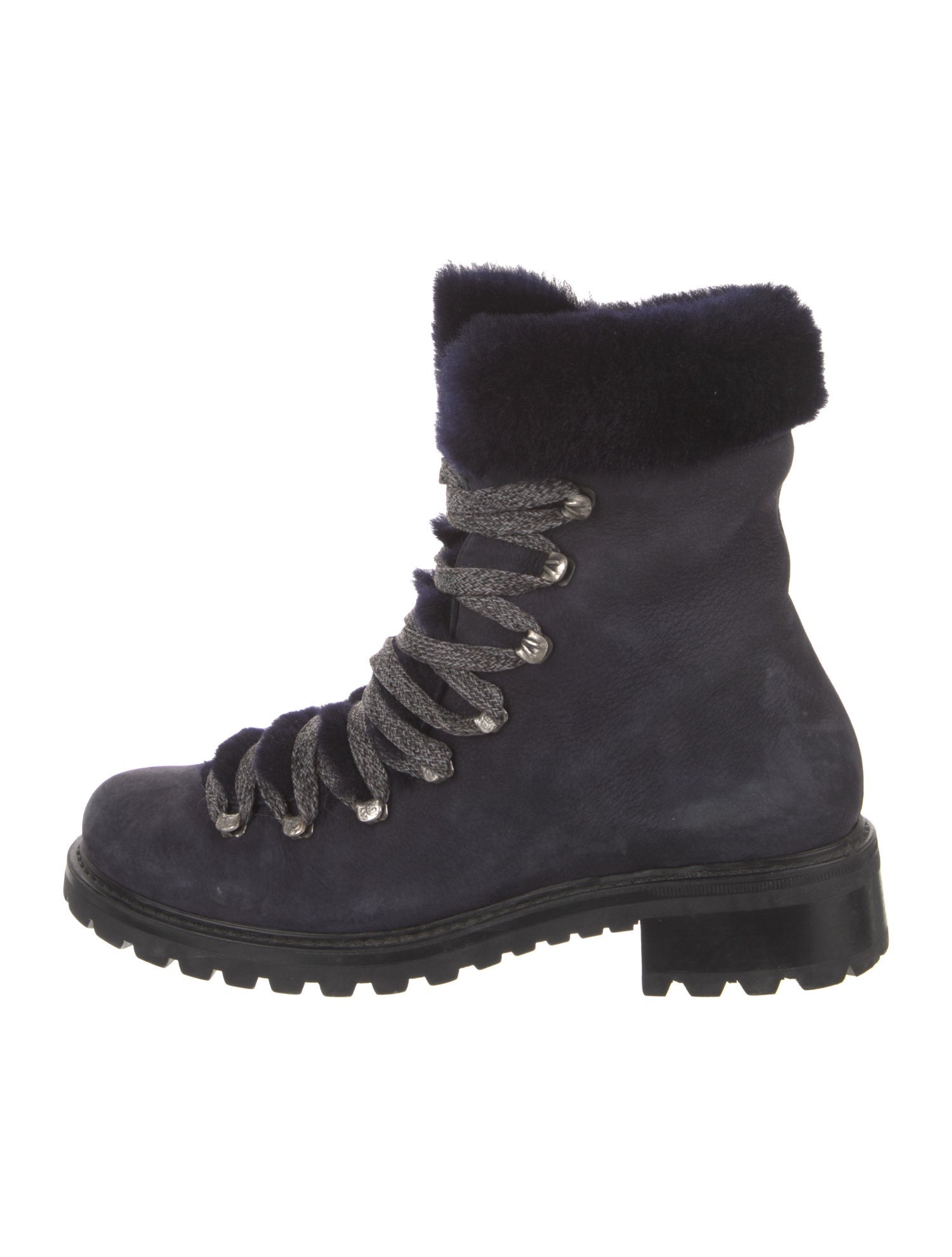 Barney's New York Suede Faux Fur Trim Combat Boots
