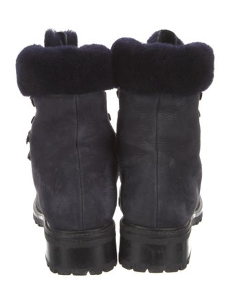 Barney's New York Suede Faux Fur Trim Combat Boots