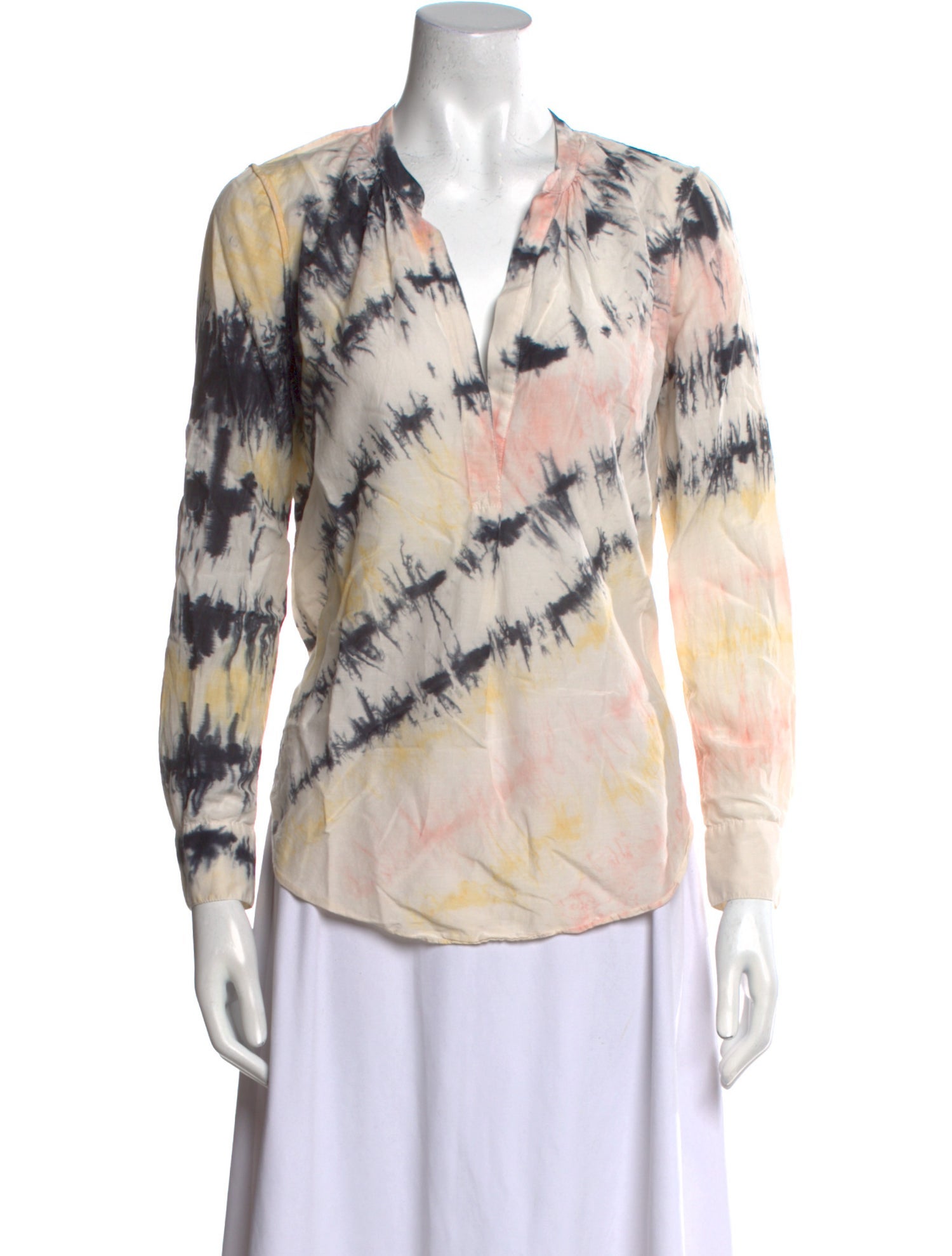 Barney's New York Tie-Dye Print V-Neck Blouse